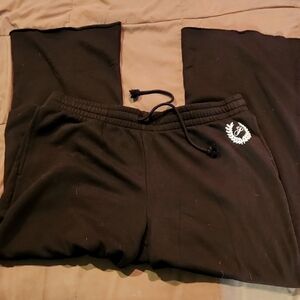 Black Cotton Track Pants with Pink Logo, Size Xxl, PINK.
